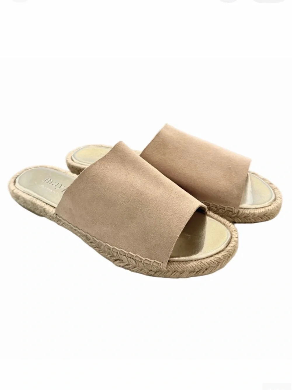 Maypol Anthropologie Beige Size 40 US 9.5 Suede Espadrille Flat Sandals Slides